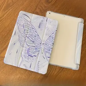 Purple Butterfly Drop-Proof Silicone Tablet Case for iPad 10.9" / Air 4/5/6 / 10.2" / 10th Gen / Pro 11" 2024 / 9.7"