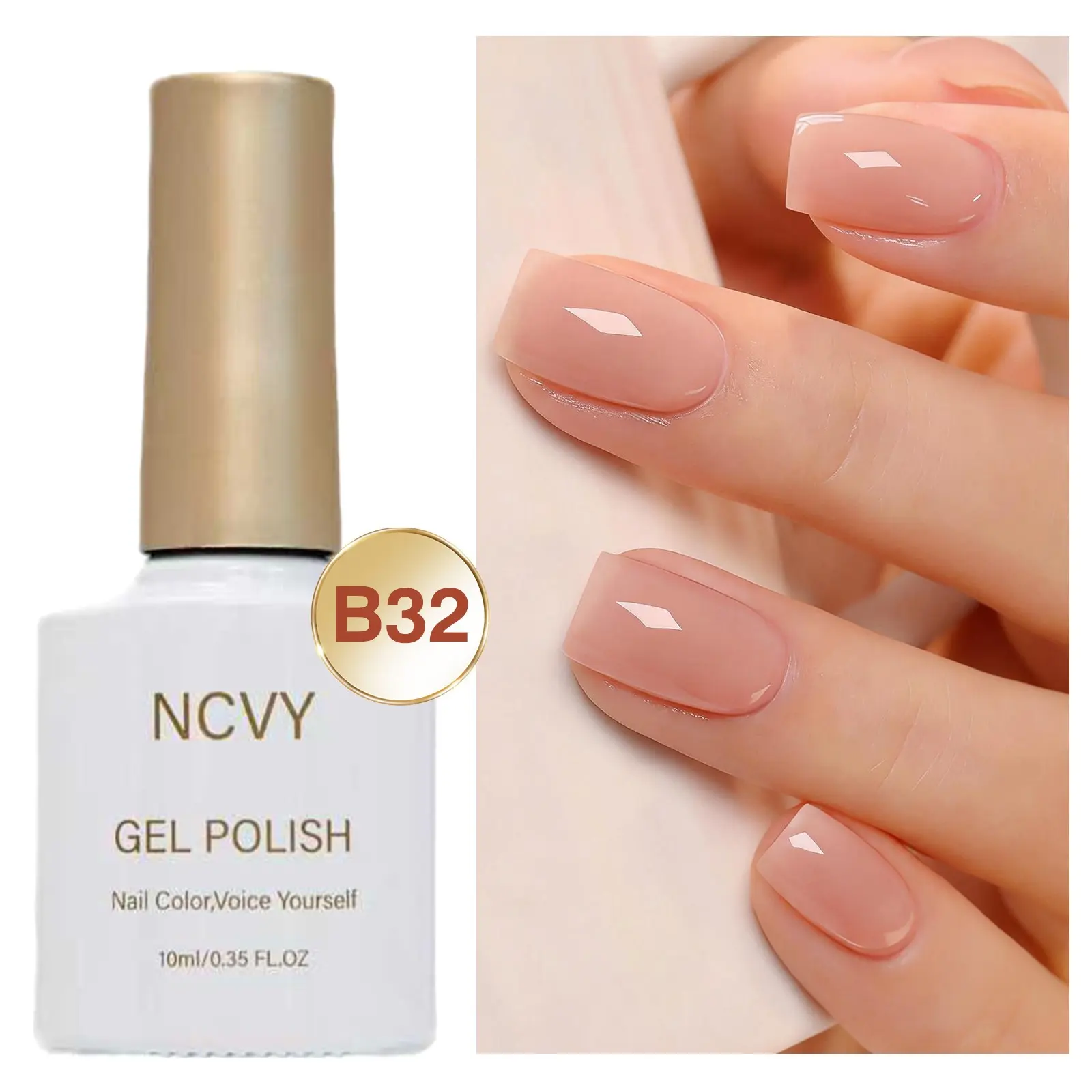 NCVY Jelly Nude Gel Nail Polish, 10ml/0.35oz, Long-lasting, removable UV/LED gel polish with vibrant color. Easy for beginners to use, perfect for nail art at home. Ideal gift for spring and summer, Salon-quality, HEMA-Free, Gel Manicure Summer Nails