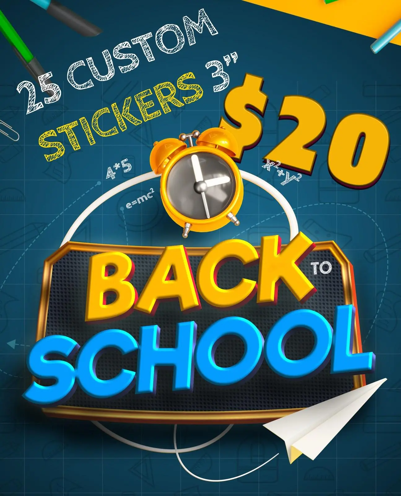 Back to SCHOOL Sticker Pack, 25 Custom Stickers