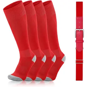 Baseball Socks and Belt Combo Elastic Softball Belt and Socks Adjustable Waist Belt for Boys Youth Adult