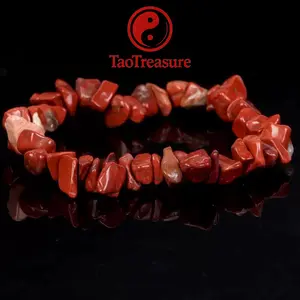 TaoTreasure Natural Jade Chip Stone Bracelet Five Elements Energy Unique Handmade Stretchable Elastic Design Symbolic Meaning Decorative Cultural Accessory