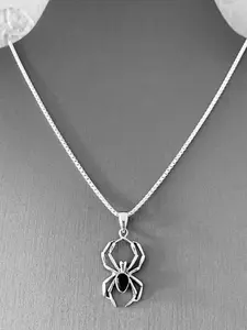Unique Vintage Metal Spider Pendant Necklace with Zirconia Stones, Elegant Unisex Accessory for Parties & Daily Wear