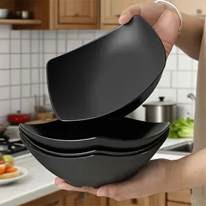 4-Piece Salad Bowl Set, Modern Design for Home Parties & Daily Use, Kitchen Bowls, Salad Serving Bowls, Microwave Safe, Dishwasher Friendly, Sturdy Durable Plastic Bowls