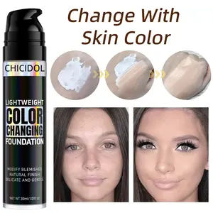 CHICIDOL 1PC Magic Color Changing Foundation Liquid Soft Matte Long Lasting Hydrating Makeup Base Cream for All Different Skin Tone