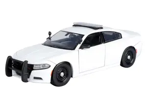 2023 Dodge Charger Pursuit Plain White w/ Lightbar Diecast 1:24 Scale Model - Motormax 76996WH