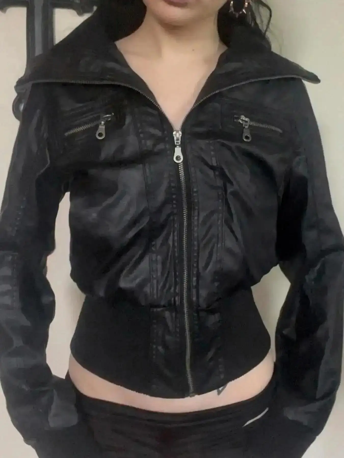 Stylish Casual Blazer, PU Leather Long Sleeve Zipper Jacket Coats, Casual Fashionable Outerwear, Stylish and Comfortable Design for Daily Wear, Biker Jackets, Coat Fit, All Seasons, Cardigan, On The Go, Modern