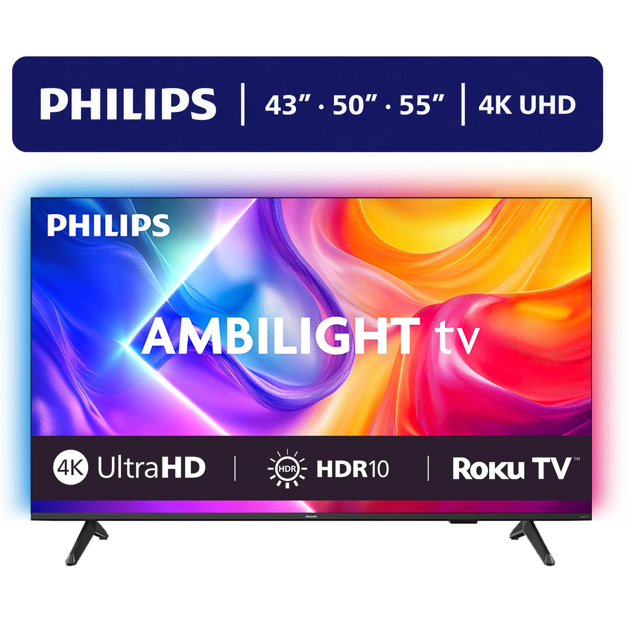 Philips Ambilight TV, 4K UHD Smart Roku TV with Dynamic LED Lighting