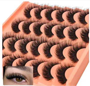 Short Lashes Natural Look False Eyelashes Thick Fluffy Faux Mink Lashes Pack Wispy Strip Fake Eyelashes Cat Eye Lashes that Look Like Extensions 14 Pairs Black