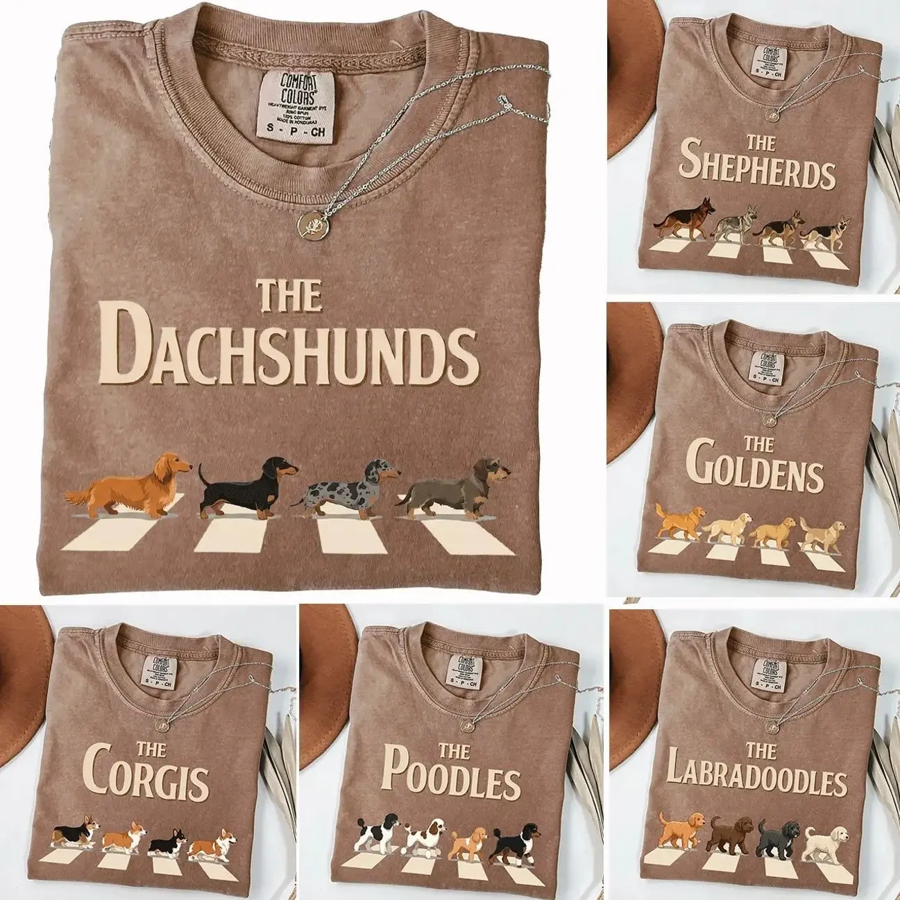 Custom Vintage Dog Shirt, 50+ Breeds Dog Walking Tee, Corgi German Shepherd Dachshund Golden Retriever Labradoodle Poodle Gift Shirt