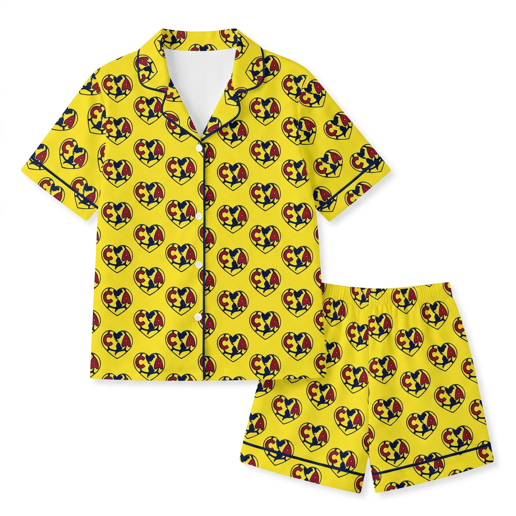 Retro Team Socer Club CA Inspired Pajama Set, Satin Sleepwear for Women with Boots, Over Print Satin Pajama Set, Country Glam Loungewear