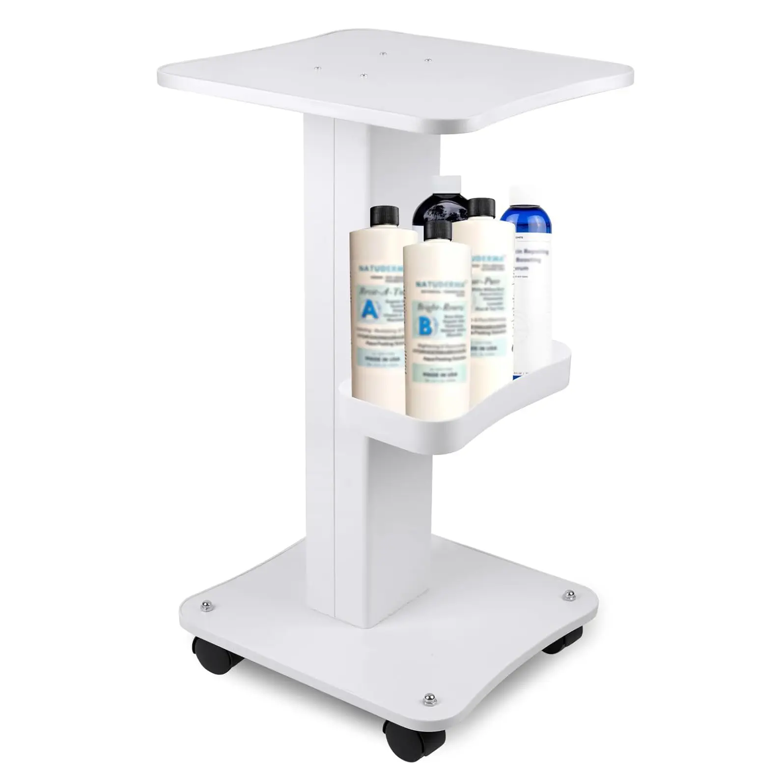 Salon 3-Tier 360° Silent Pulleys Rotating Trolley Cart - Sturdy Aluminum, Extra Large Adjustable Tattoo Table, Classic Storage Rolling Stand for Salon Styling Tool, Spa, Barber Shops