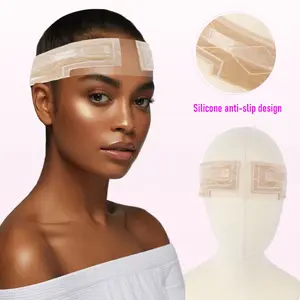 Lace silicone wig strap for women: beige adjustable silicone anti slip wig holder with lace in the middle and ear openings for stable fit, breathable and non stuffy wig, chemotherapy role-playing, exercise, daily wear, transparent headband