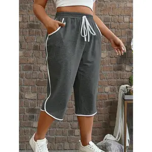 Plus Size Women's Comfortable Stretch Pants - Washable, Solid Color with Functional Pockets, Suitable for Spring and Summer