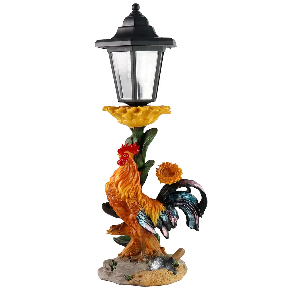 Solar Rooster Garden Statue - Resin Chicken Decor with Warm Light, Outdoor Home Improvement Garden Supplies decor supply summer party   Decor