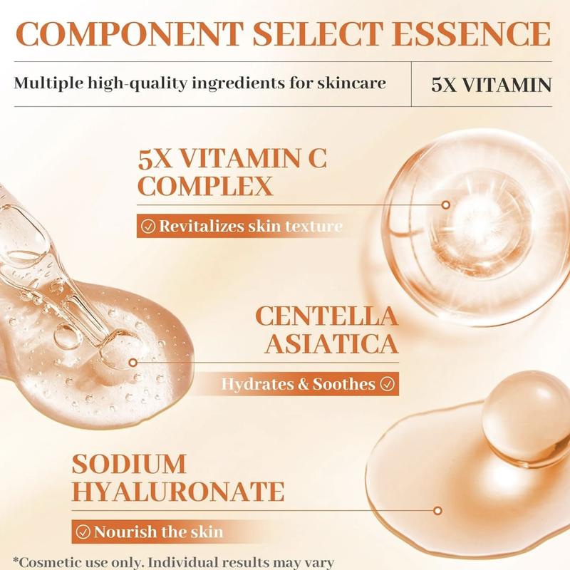 【BUY 2 GET 1 FREE】Vitamin C Face Serum 30MLHydrating Essence with Hyaluronic Acid & Centellafor Dull Skin Uneven Tone Fine Lines Pores Dry SkinMoisturizing Toner