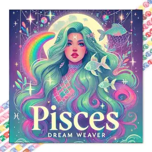 1pcs 5D DIY diamond painting kit, 5D diamond art set, DIY decoration, colorful hair, Pisces, starry sky diamond painting kit full round diamond DIY, mosaic, diamond art, DIY art home decoration, suitable for Halloween and Christmas.