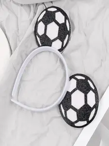 Soccer Headband, American Football Headband – World Cup Women's and Girls' Cheerleading Soccer Party Hair Accessories, Black and White Color Scheme