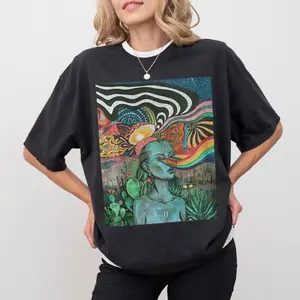 Vision Quest Trippy Unisex Cotton Hippie Tee, Gender Neutral Shirt, Psychedelic Sweater Hoodie, Fairycore And Weirdcore Clothing, Graphic Shirt