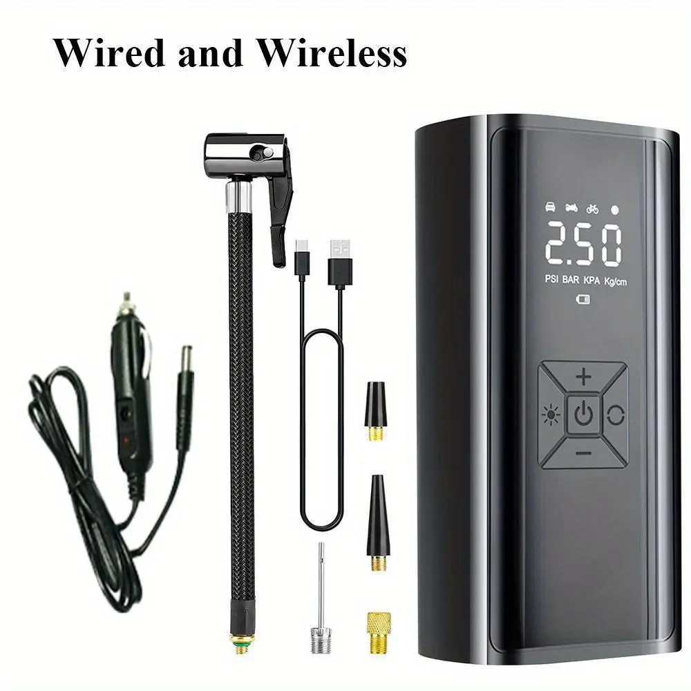 Digital Display Portable Tire Inflator USB Rechargeable Air Compressor for Automotive Travel Use, Wireless Tire Inflator, Tire Inflation Tool
