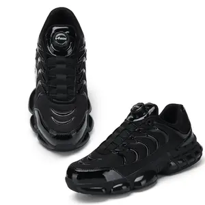 Men's Black Shoes Steel Toe Shoes Puncture Proof andSmash Proof with Swivel Button Work Boots Suitable forOutdoor Work Blue Collar Industrial Construction WorkShoes Safety Shoes Fathersdaygift Rotatory Lace-Free