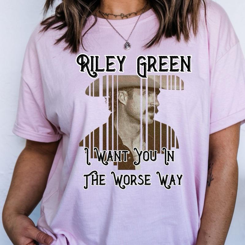 Riley Green Cottagecore T-Shirt - Classic Fit 100% Cotton Casual Style Short Sleeve Tee in Various Colors - Sweatshirt & Hoodie Options Available - Green, Spandex, Streetwear, Check, Flat, Comfort - Womenswear, Summer, Top, Crewneck, Blue Maternity