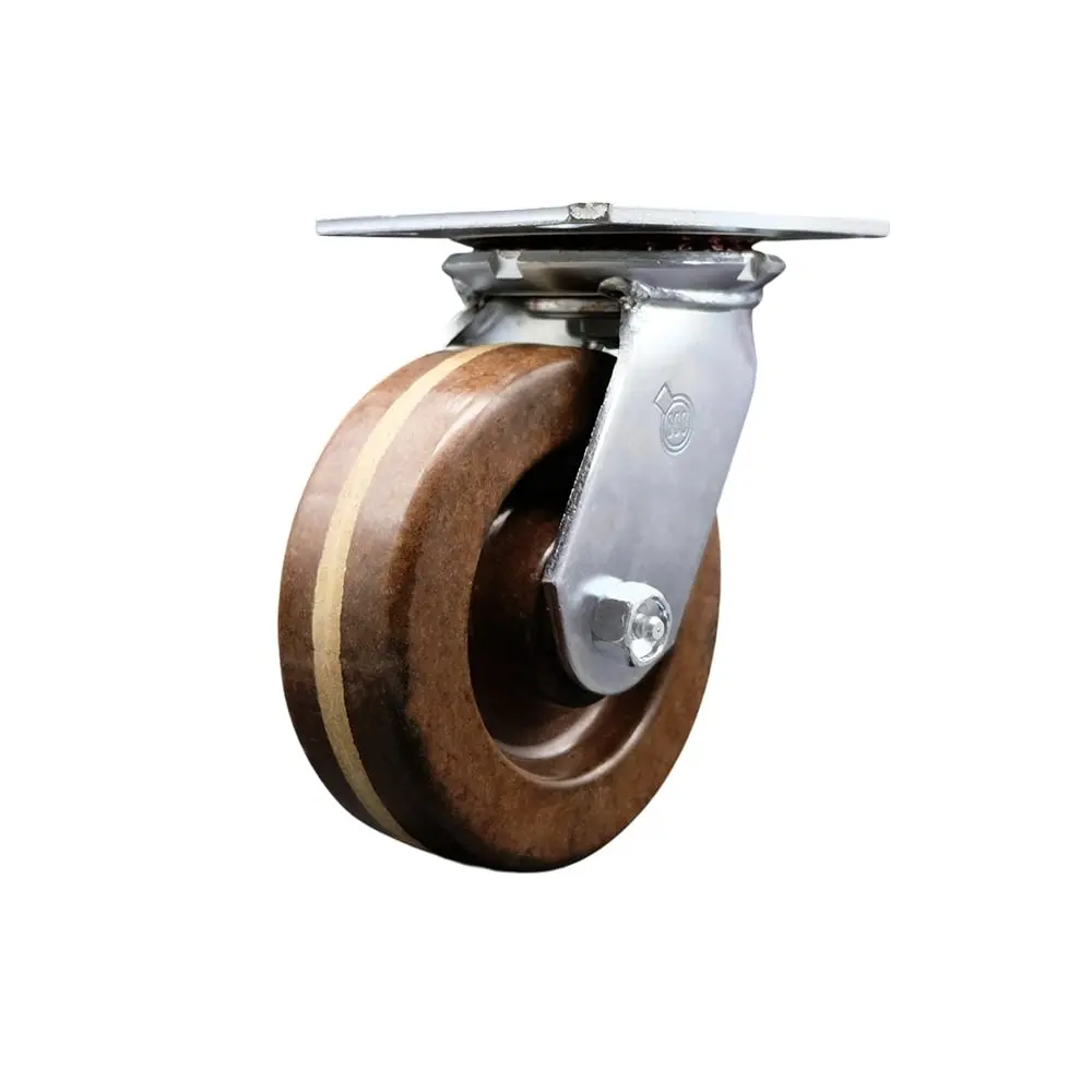 Service Caster SCC-35S620-PHRHT Heavy Duty Large Top Plate High Temperature Phenolic Swivel Caster with 6 x 2 in. Brown Wheel - 1200 lbs Capacity per Caster