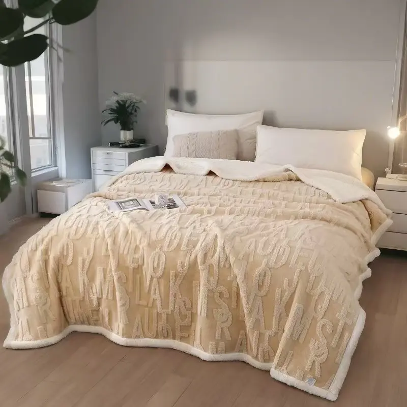 Super Soft Plush Warm Comfortable Microfiber Sofa Cover, Reversible Velvet Blanket, Thick Winter Bed Throw, Pure Color Embossed Flannel Blanket, Soft Cozy Blanket