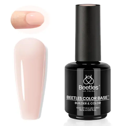 Beetles Rubber Base Gel Nail Polish, 1pcs 15ml Color Base Builder Neutral Nude Pink Gel Polish Base Coat Nail Strengthener for Nail Art Design, Soak Off UV LED light Needed, Nail Care, Cosmetic, Speed Curing