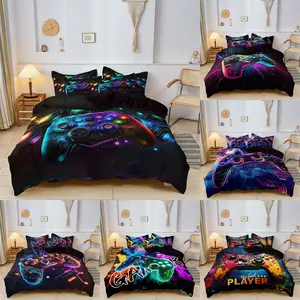 3-Piece Game Machine Print Duvet Set (1 Duvet + 2 Pillowcases), Soft Comfort Bedding, Ideal for Bedroom, Dormitory, Guest Room Decor, Soft Bedding Sets