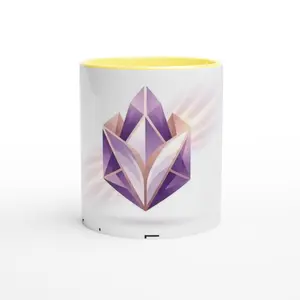 Abstract 'Profusion Frequency' Design 11oz Ceramic Mug with Yellow Inside
