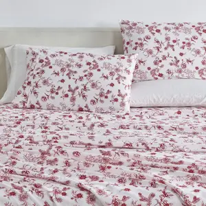 Winter Floral Brushed Microfiber Sheet Set - Great Bay Home (Twin, Jolly Floral)