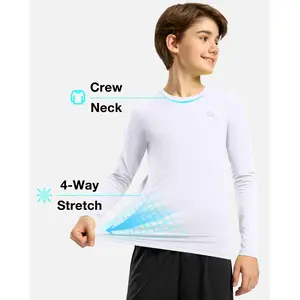 G Gradual Boys Youth Compression Shirt Long Sleeve Quick Dry Football Baseball Undershirt Sports Base Layer for Boy Sporty Jersey