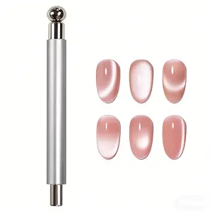 Silver Dual Head Cat Eye Magnet Stick, Nail Art Tool, Strong Magnetic Gel Polish Applicator, 3D Cat Eye Design