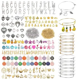 Friendship Bracelet Making Kit with Expandable Blank Bracelets Pendants Open Jump Rings for DIY Jewelry Making Perfect for Hand-Combined Gifts