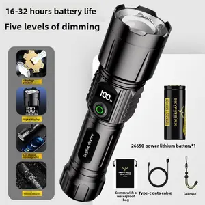 High Power White Laser Tactical Flashlight • Rechargeable for Outdoor Camping light zoomable