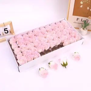 50Pcs Soap Rose Head, Roses Rosas Floral Shaped Scented Bath Body Shower Petals Bouquet Flores De Jabon for Her, Valentine's Day, Wedding, Birthday, Mothers Day, Anniversary, Flower
