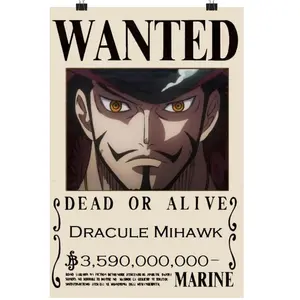 One Piece Dracule Mihawk Wanted Poster Anime Straw Hat Pirates, Anime Gifts Decoration Posters Wall Print Photo Room Ornaments