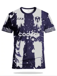 Men's Mexico Football Jersey, Monterrey Youth Comfortable Sports Jersey Top, Mountain City Style Pattern Soccer Tee, Casual Wear for Team Games, Training, Outdoor Activities