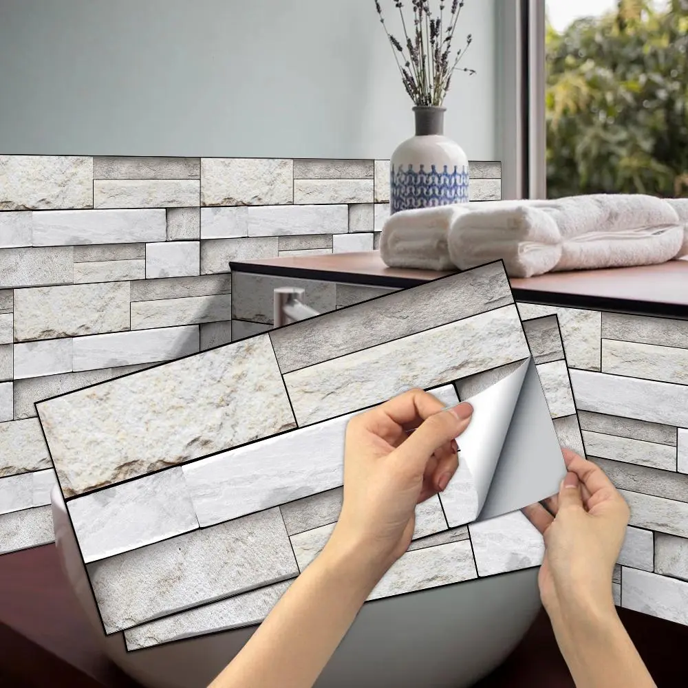 Brick Pattern Wall Sticker, 1 Set 3D Self Adhesive Waterproof Wall Decal, Removable Wall Decor for Home Kitchen Bathroom Laundry Room, Easy to Use, Self Adhesive Wallpaper, Peel And Stick Wallpaper Designs