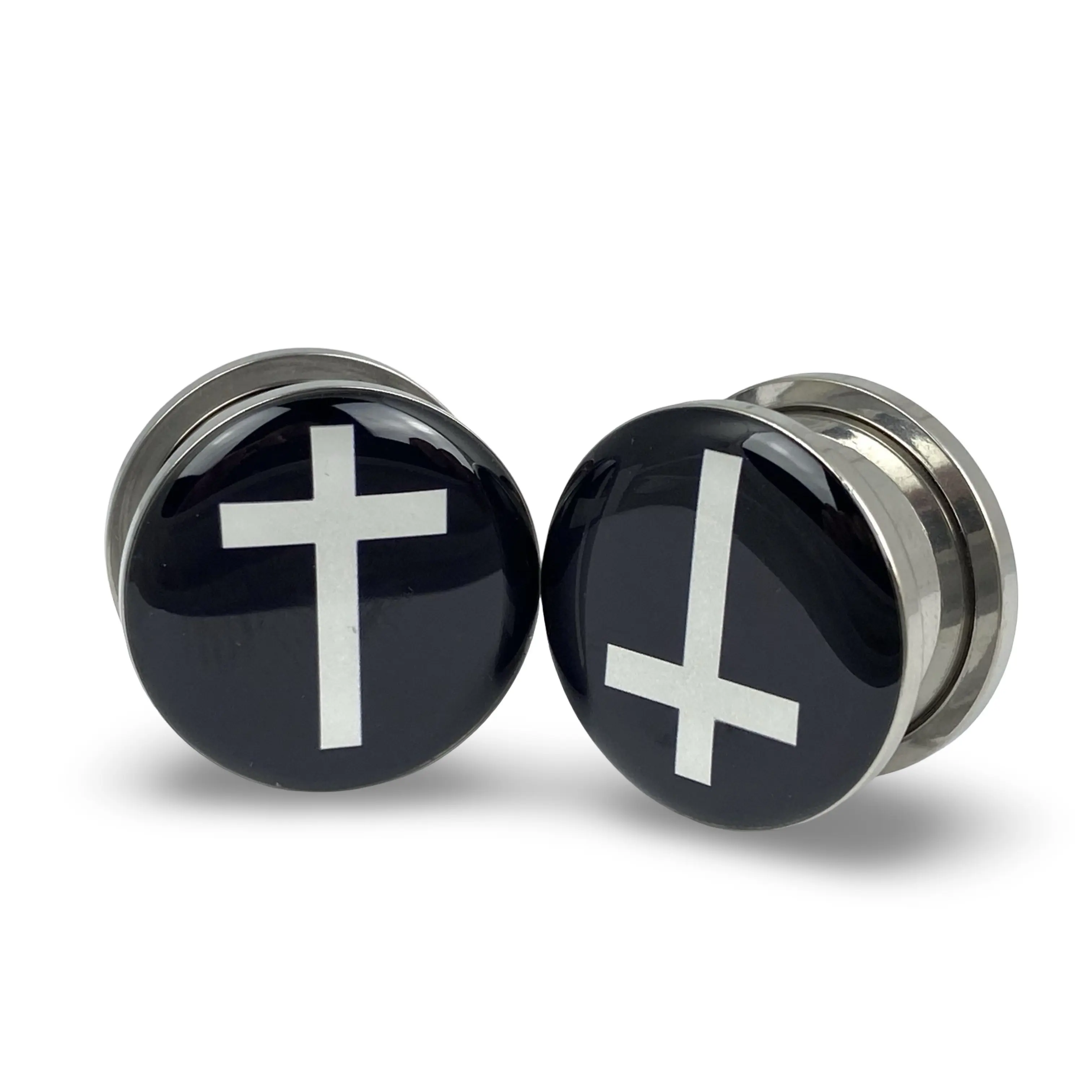 Cross Picture Plugs gauges pair body jewelry Cross Picture Plugs gauges pair body jewelry