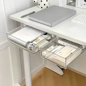 Transparent Drawer Organizer Box, Office Desk Storage Solution, Wall-Mounted Design, Ideal for Makeup & Stationery Organization