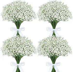 Der Rose 24Pcs Babys Breath Artificial Flowers Faux Gypsophila Stems, Real Touch Silk Fake White Babys Breath Flowers Artificial Bulk for DIY Wedding Table Centerpieces Home Party Decorations