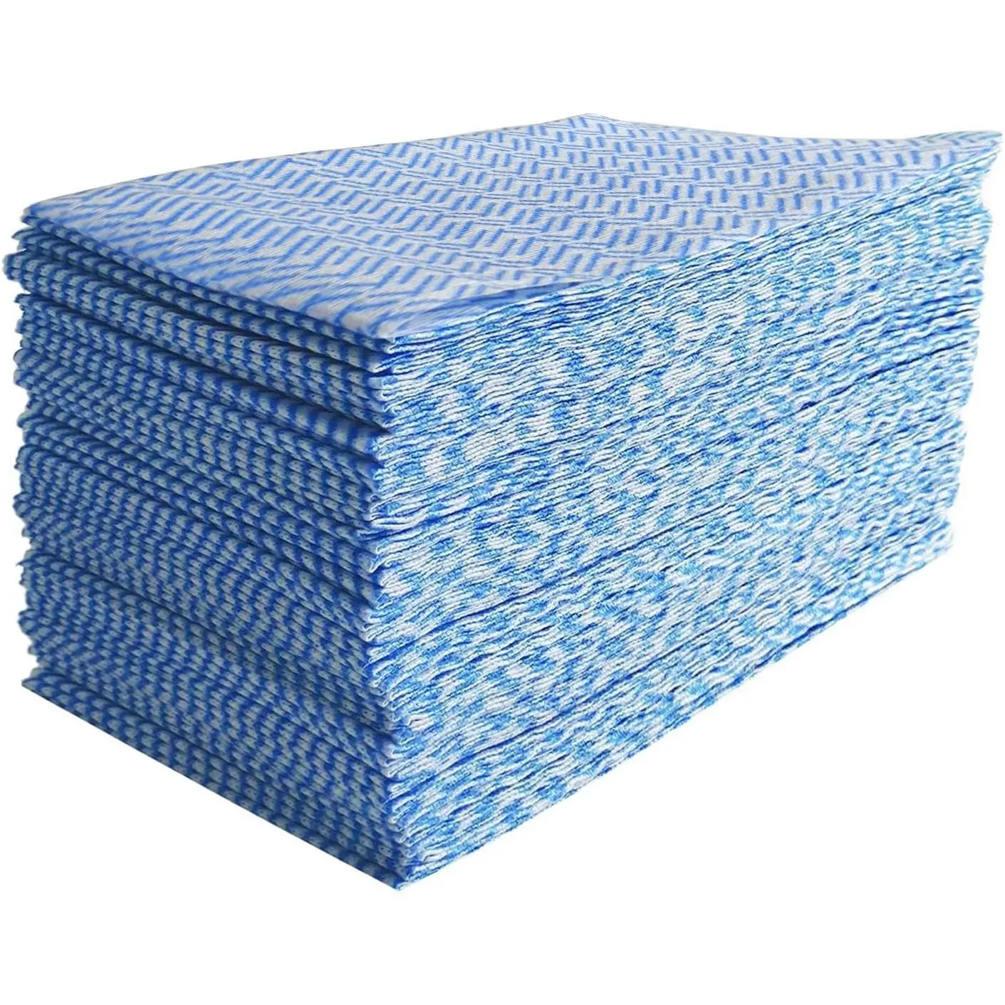 Blue 30x50cm Plant Fiber Reusable Handi Wipes - Sturdy, Durable, Lint-Free, Streak-Free Heavy-Duty J Cloth Rags, 100-Count Kitchen Cleaning Towel Roll for Washing Dishes & Cleaning Up Small Masses (100 Sheets)