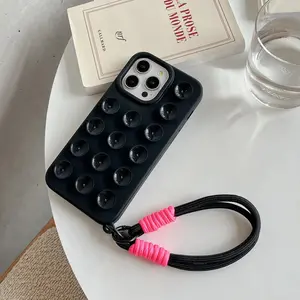 Silicone iPhone Case with Lanyard - Shockproof, Anti-Slip, 6 Colors, iPhone 11-17 Pro Max