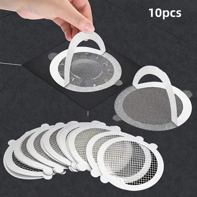 Shower Drain Cover, 10pcs/set Anti-clogging Hair Filter Sticker, Bathroom Accessories, Bathroom Supplies for Home Use, Home Supplies