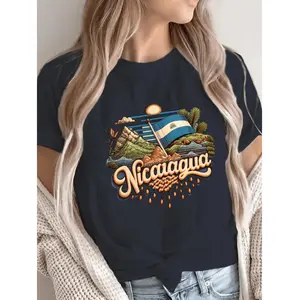 Nicaragua Flag Womens Comfortable T Shirt Design