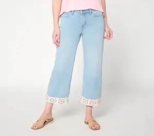Felt Denim by Laurie Felt Petite Denim Crochet Hem Wide Leg Jeans