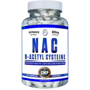 Hi Tech Pharmaceuticals NAC 600mg Dietary Supplement Capsules - High Potency N-Acetyl Cysteine, Liver & Lung Support, Antioxidant, GMO-Free, GMP-Certified, Gluten Free, US-Made - 100 Count