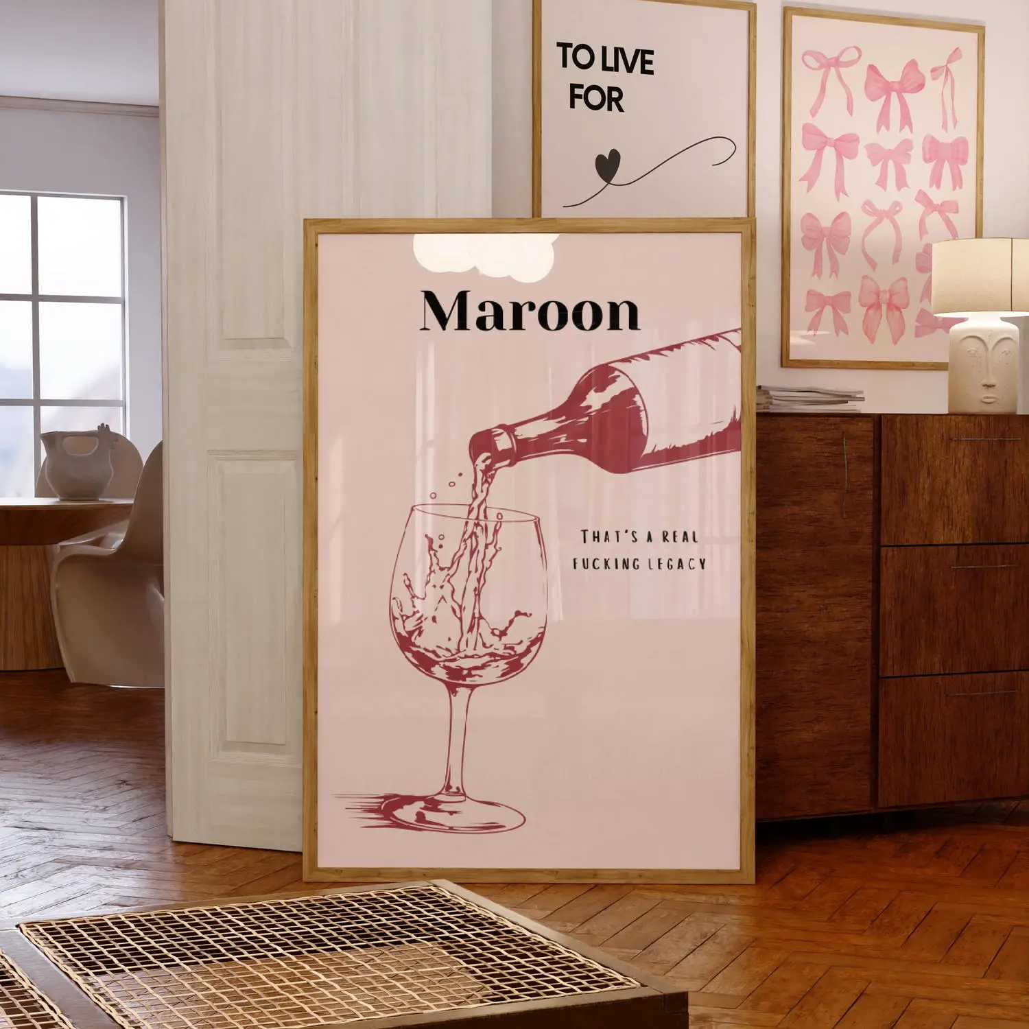 Maroon Printable Wall Art - Aesthetic Dorm Decor
