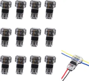 T Tap Wire Connectors for 16-18 AWG, Self-stripping Wire Connectors 3 Way 2 Pins, Quick Wire Splice Connectors, Solderless Low  and High  Wire Connectors 12 Pack
